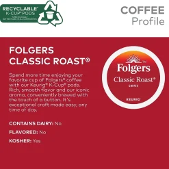Folgers Classic Roast Coffee, Medium Roast, 0.28 oz. Keurig® K-Cup® Pods, 24/Box (6685)