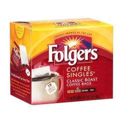 Folgers Coffee Singles Classic Roast Bags, Medium Roast, 19/Box (29764)