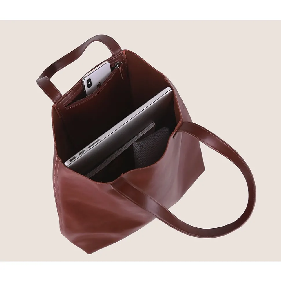 Francine Collections Made Easy 15.6 Leather Laptop Tote, Brown (FCTBRMADE)