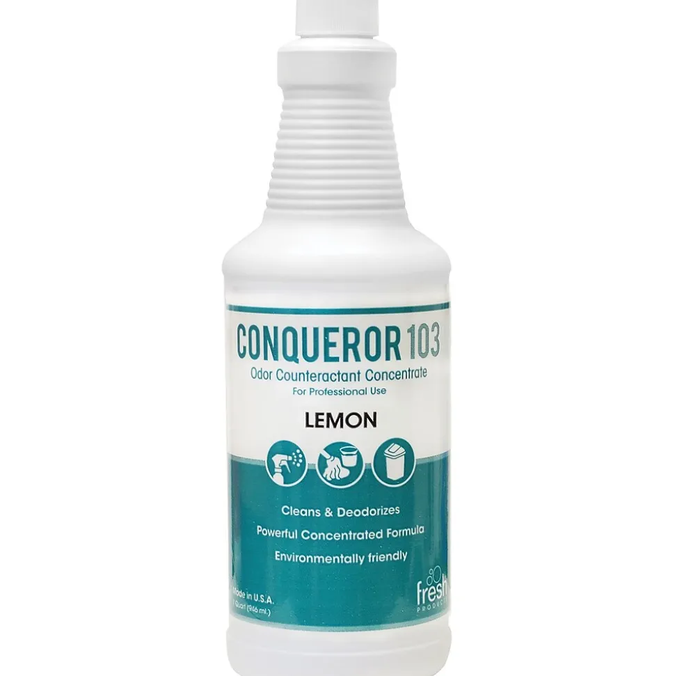 Fresh Products Conqueror 103 Odor Counteractant Concentrate, Lemon, Quart, 12/Carton (103QF22)