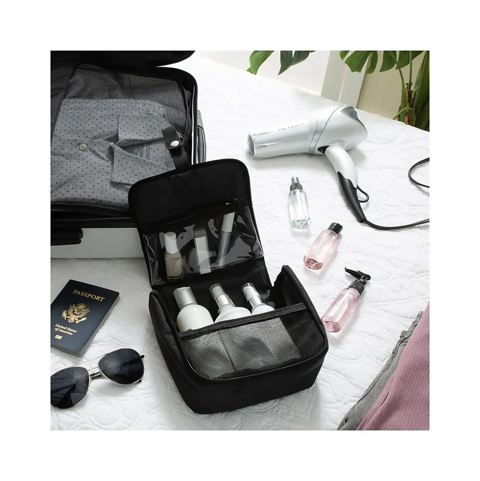 G Force 8" 12-Piece Plastic Toiletry Bag Kit, Black/Clear (36024)