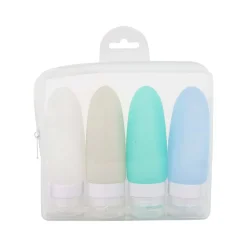 G Force 1.73" 4-Piece Silicone Toiletry Bag Kit, Assorted Colors (26815)