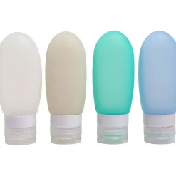 G Force 1.73" 4-Piece Silicone Toiletry Bag Kit, Assorted Colors (26815)