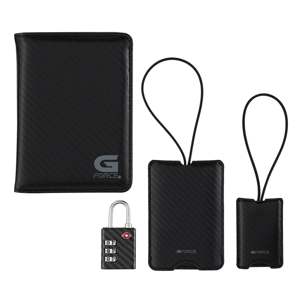 G Force XPLORER RFID Passport Holder, Carbon Black, 4/Set (26719-CARBON)