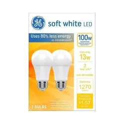 GE Basic 13 Watt Soft White LED General-Purpose Bulb, 2/Pack (93131322)
