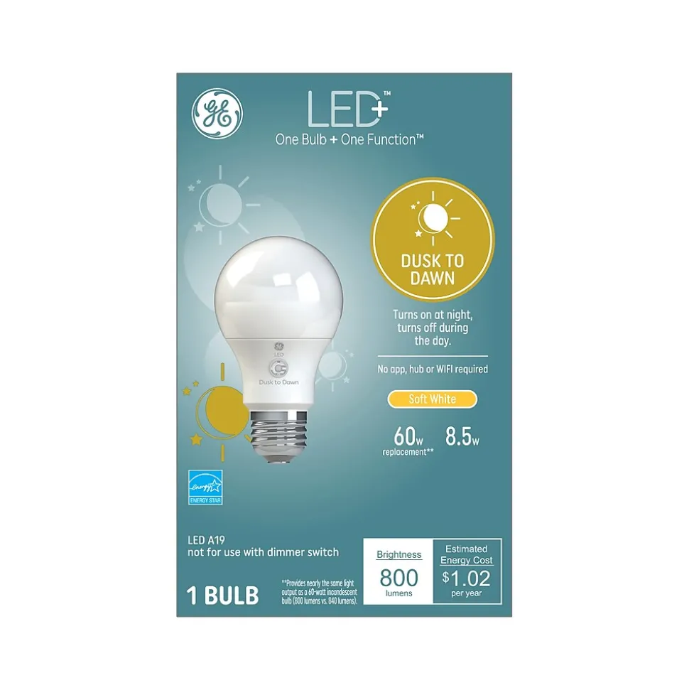 GE LED+ Dusk to Dawn 8.5 Watt Soft White LED General-Purpose Bulb (93101946)