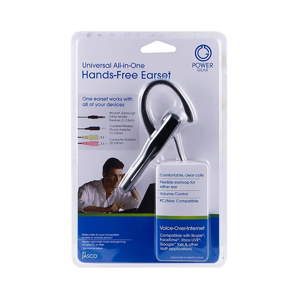 GE Noise Canceling Mono Hands-Free Earset, Over-the-Ear, Black (98941)