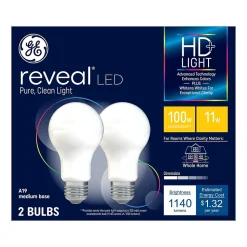 GE Reveal 11 Watt Warm White LED General-Purpose Bulb, 2/Pack (46657)