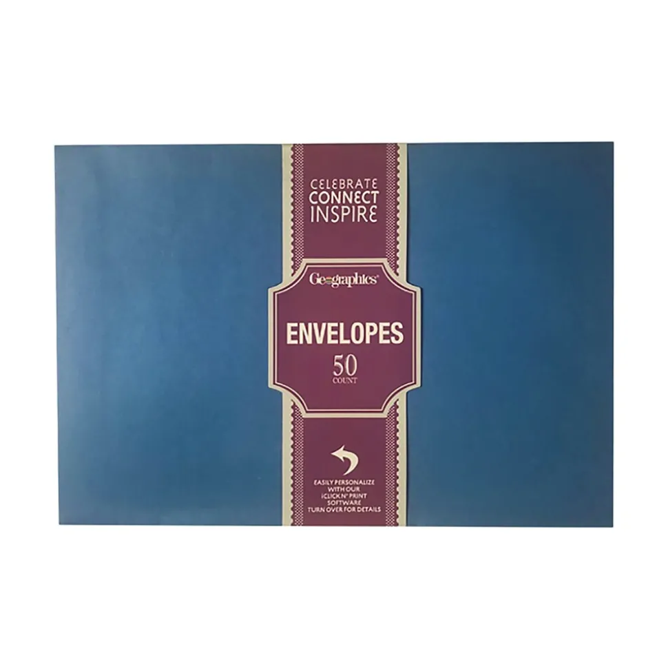 Geographics Gummed A9 Greeting Card Envelopes, 5.75" x 8.75", Blue, 50/Pack (48463)