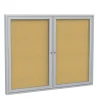Ghent 4' H x 5' W Enclosed Natural Cork Bulletin Board with Satin Frame, 2 Door (PA24860K)