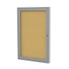 Ghent 36" H x 30" W Enclosed Natural Cork Bulletin Board with Satin Frame, 1 Door (PA13630K)
