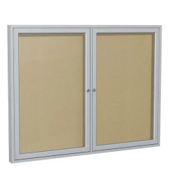 Ghent 3' H x 5' W Enclosed Vinyl Bulletin Board with Satin Frame, 2 Door (PA23660VX-181)