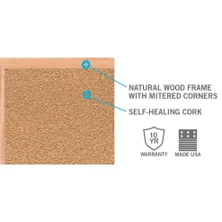 Ghent 3' H x 5' W Natural Cork Bulletin Board with Wood Frame (WK35)