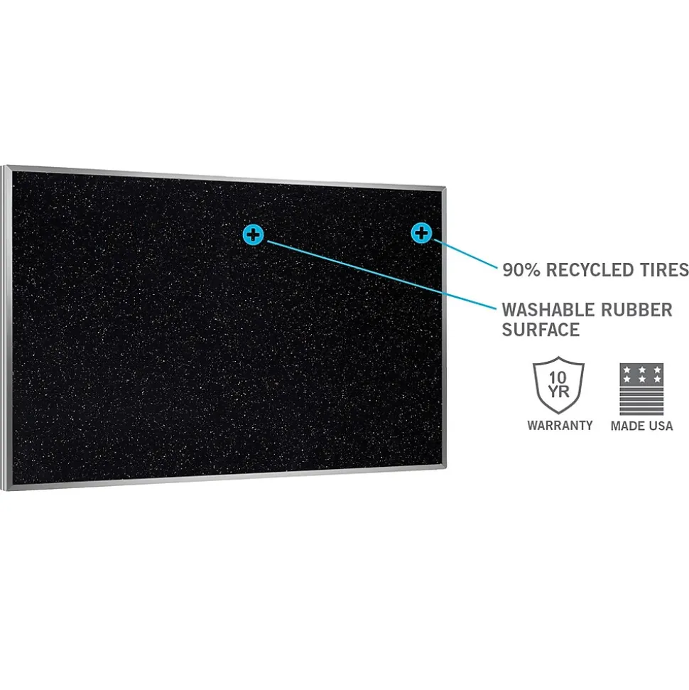 Ghent 4' H x 6' W Recycled Bulletin Board with Aluminum Frame, Black (ATR46-BK)