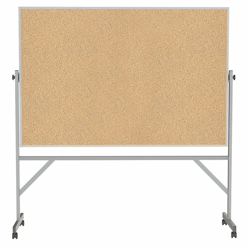 Ghent 4' H x 6' W Reversible Cork Bulletin Board with Aluminum Frame (ARKK46)