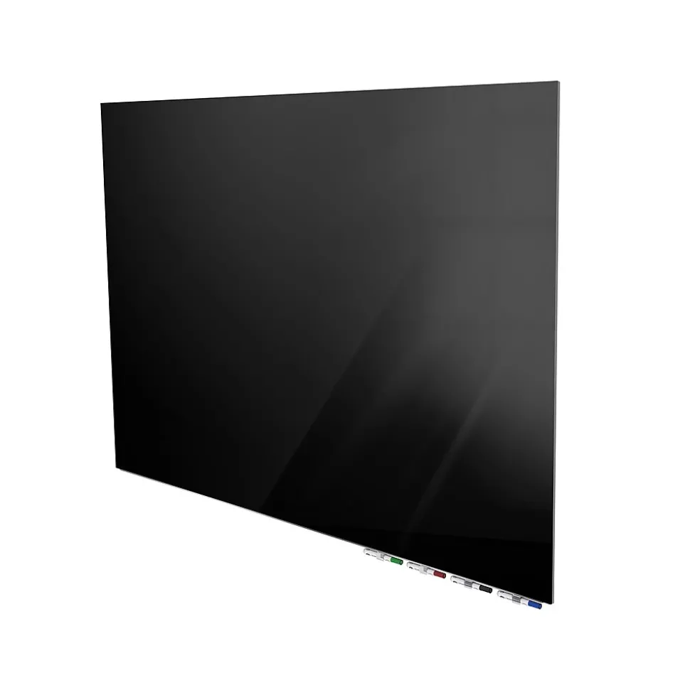 Ghent Aria 4'H x 6'W Low Profile Glass Whiteboard, Black (ARIASN46BK)