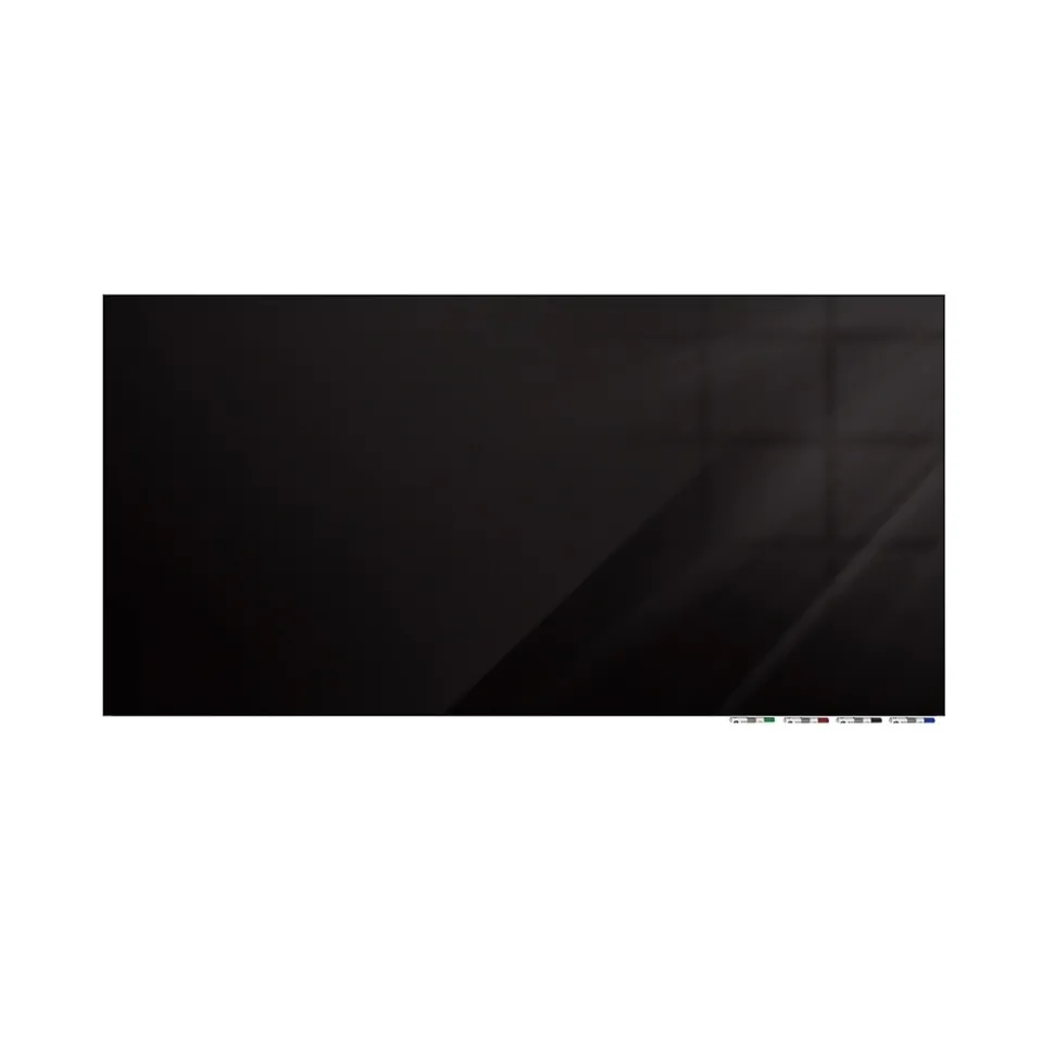Ghent Aria 4'H x 6'W Low Profile Glass Whiteboard, Black (ARIASN46BK)