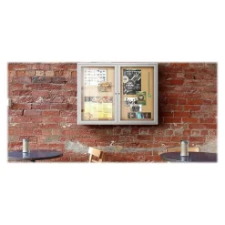 Ghent Cork Enclosed Bulletin Board, Satin Frame, 4'H x 8'W (PA34896K)