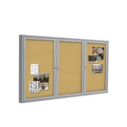 Ghent Cork Enclosed Bulletin Board, Satin Frame, 3'H x 6'W (PA33672K)