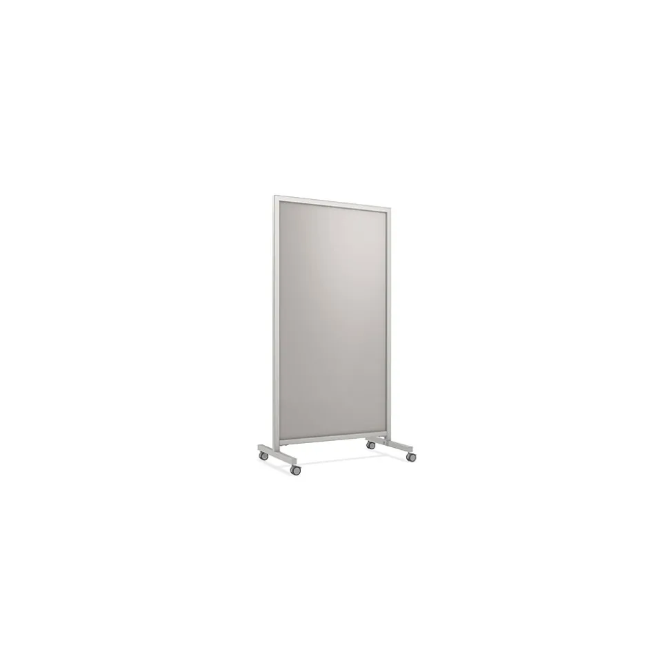 Ghent EZ Glass Mobile Dry-Erase Whiteboard, Aluminum Frame, 75"H x 38"W (EZ1NA7538GY)