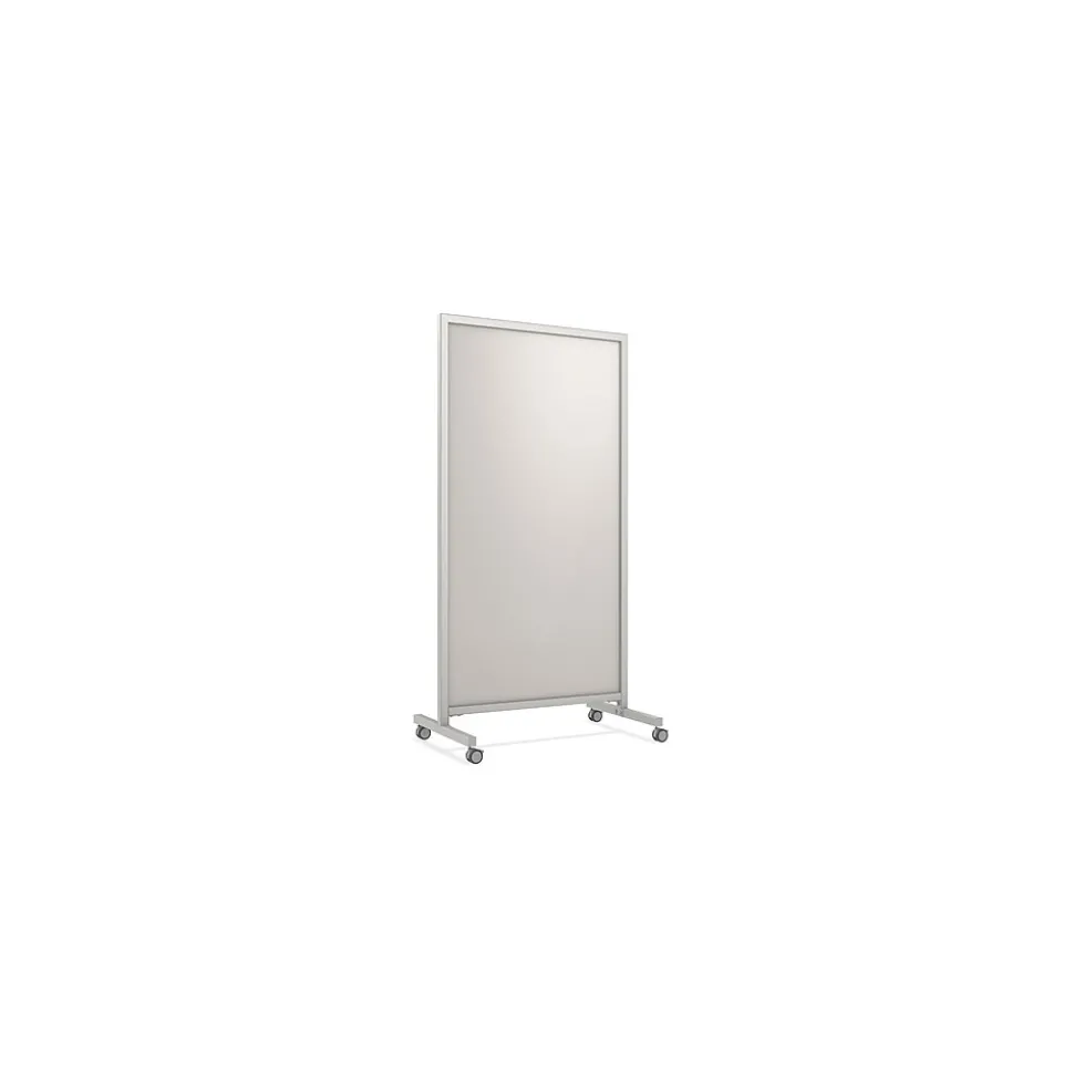 Ghent EZ Magnetic Glass Mobile Dry-Erase Whiteboard, Aluminum Frame, 75"H x 38"W (EZ1MA7538BG)