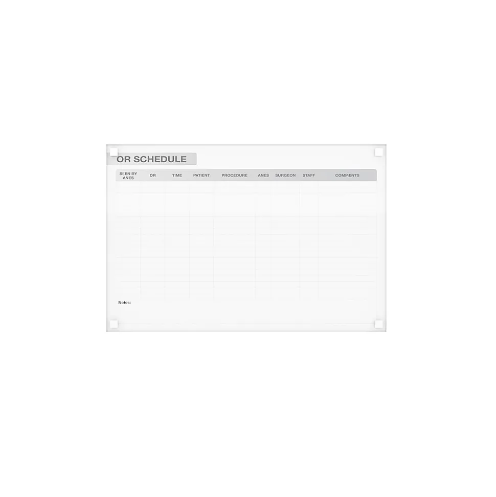 Ghent Harmony OR Schedule Glass Dry-Erase Whiteboard, 4'H x 8'W (GRPHMYSN13S-48)