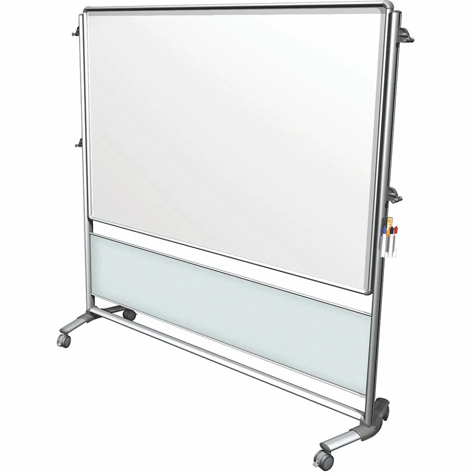 Ghent Nexus IdeaWall 76"H x 76"W Mobile 2-Sided Porcelain Magnetic Whiteboard (NEX206MW-FR)