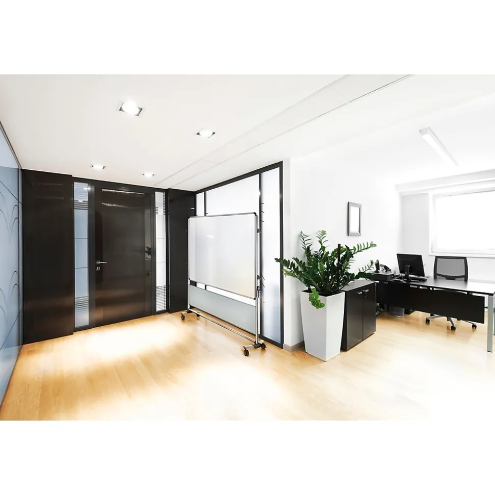 Ghent Nexus IdeaWall 76"H x 76"W Mobile 2-Sided Porcelain Magnetic Whiteboard (NEX206MW-FR)