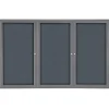 Ghent Ovation 4' H x 6' W Enclosed Fabric Bulletin Board with Gray Frame, 3 Door, Gray (OVG5-F91)