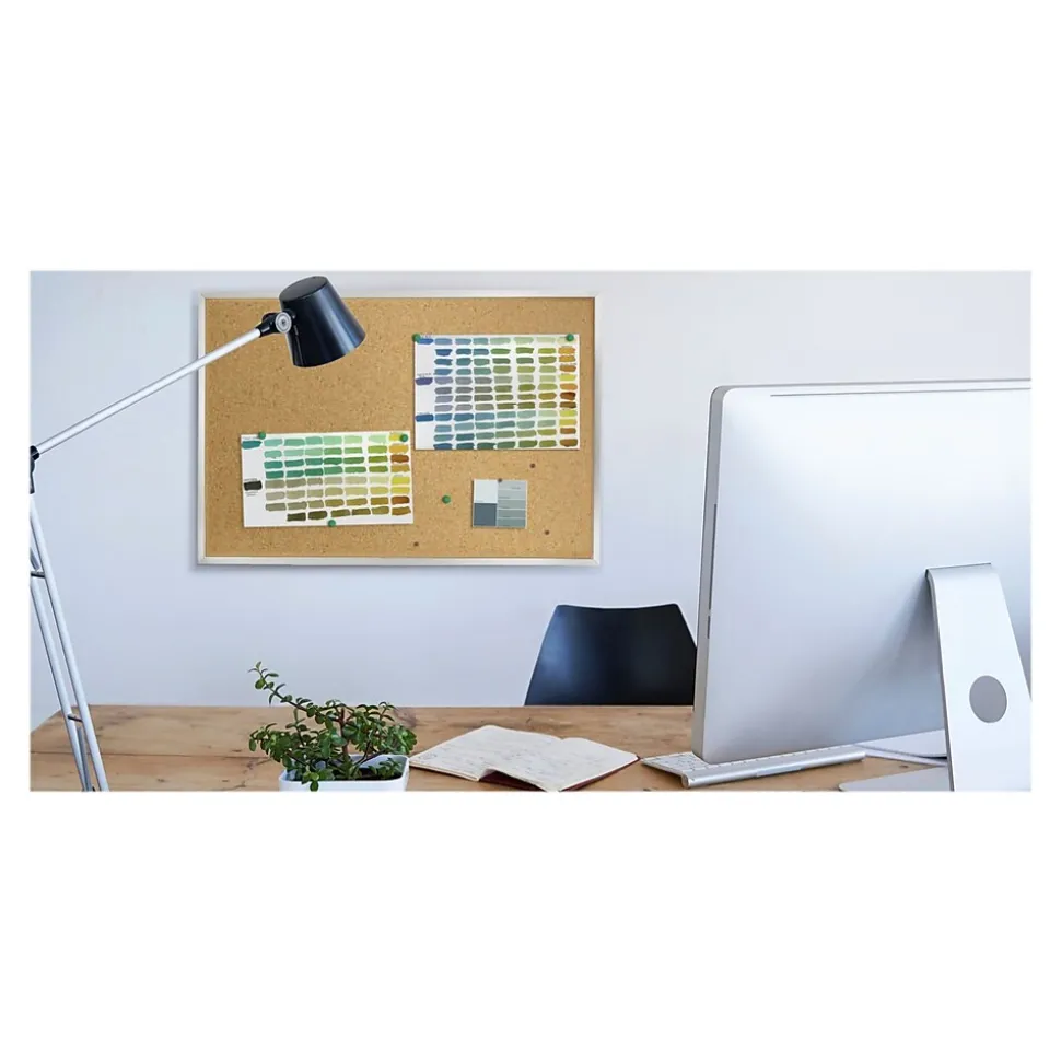 Ghent Traditional Cork Bulletin Board, Aluminum Frame, 4' x 3' (1334-1)