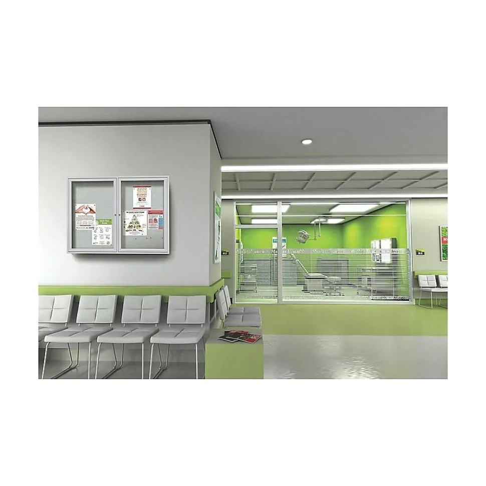 Ghent Vinyl Enclosed Bulletin Board, Satin Frame, 3'H x 4'W (PA23648VX-193)