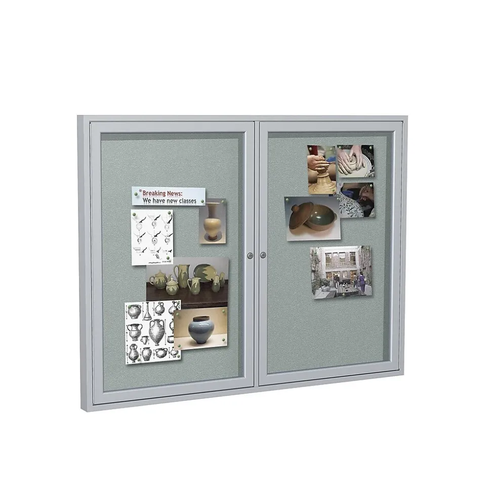 Ghent Vinyl Enclosed Bulletin Board, Satin Frame, 3'H x 4'W (PA23648VX-193)
