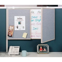 Ghent VisuALL PC Whiteboard Cabinet with Fabric Bulletin Board Exterior Doors, Gray (41302)