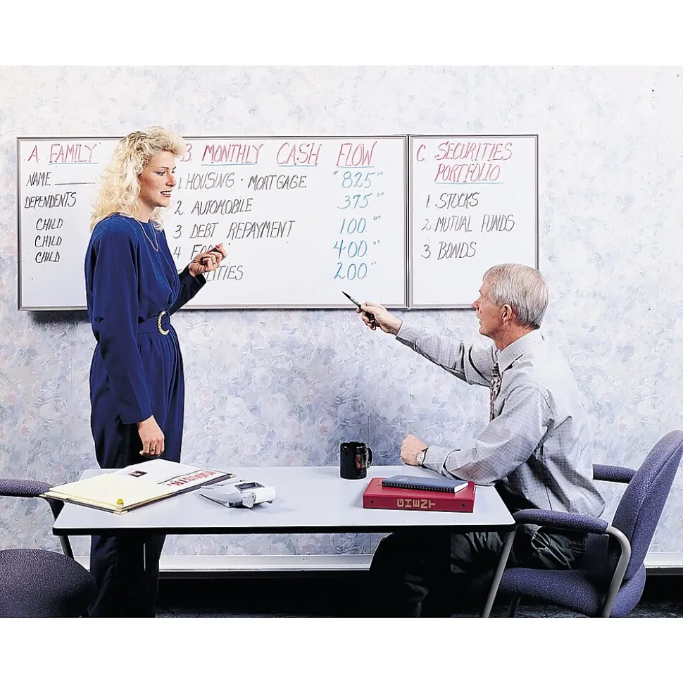 Ghent VisuALL PC Whiteboard Cabinet with Fabric Bulletin Board Exterior Doors, Gray (41302)