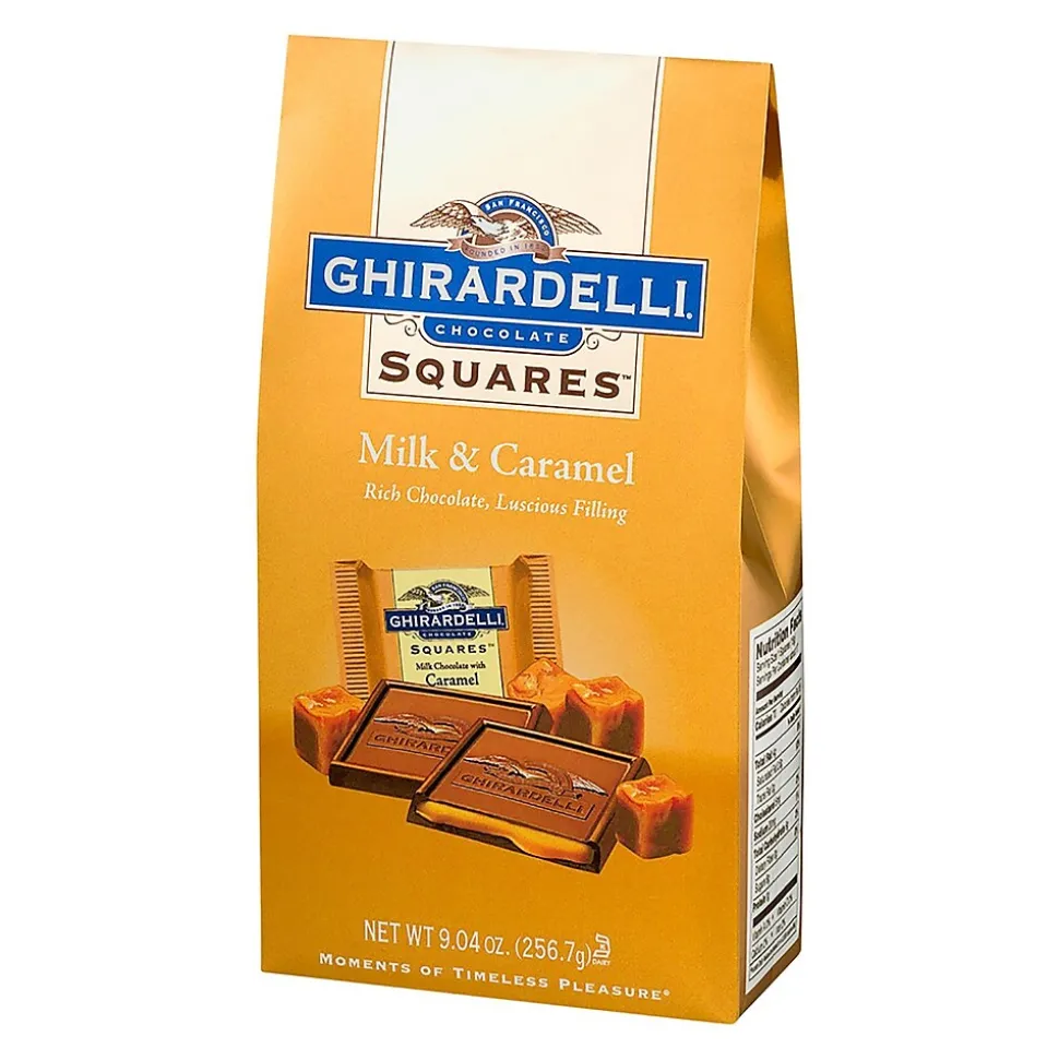 Ghirardelli Squares Milk & Caramel Milk Chocolate Candy Bar, 9.04 oz., 2/Pack (300-01034)