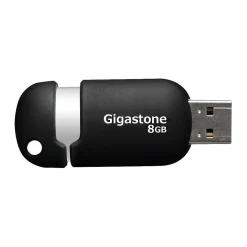 Gigastone 8GB USB 2.0 Type A Flash Drive, Black/Silver (GS-Z08GCNBL-R)
