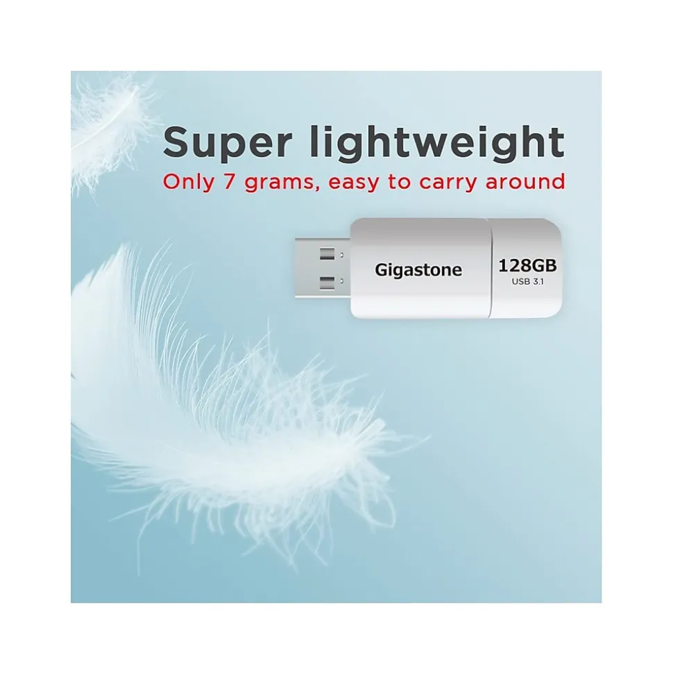 Gigastone 128GB USB 3.1 Type-A Flash Drive, White (GS-U3128GBWH-BC)