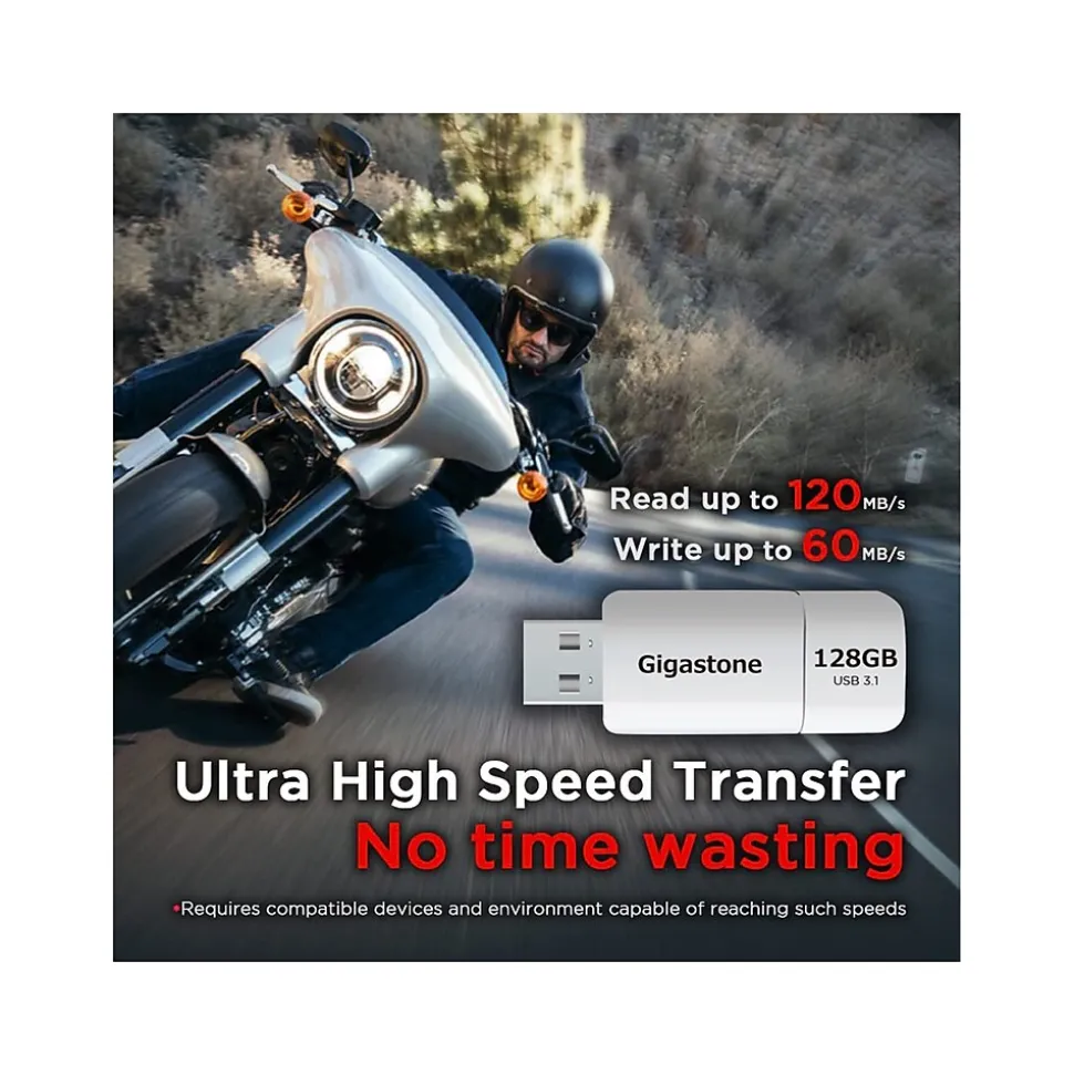 Gigastone 128GB USB 3.1 Type-A Flash Drive, White (GS-U3128GBWH-BC)