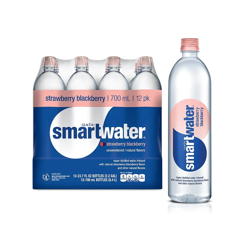 Glaceau Smartwater Flavored Water, 23.7 Oz., 12/Pack (157196)