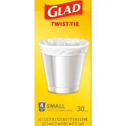 Glad 4 Gallon Kitchen Trash Bags, 30/Box (78817)