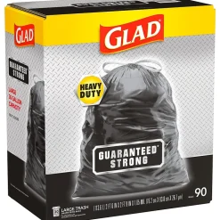 Glad 30 Gallon Large Drawstring Trash Bags, 90/Box (78952)
