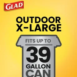 Glad 39 Gallon Lawn & Leaf Bags, Black, 12 Bags/Box (70028)