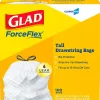 Glad 13 Gallon Trash Bag, 8.5"x8.5", Low Density, .72 mil, White, 100 Bags/Box (CLO 78526)