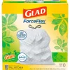 Glad ForceFlex Tall 13 Gallon Kitchen Drawstring White Trash Bags, 110/Box (79098)