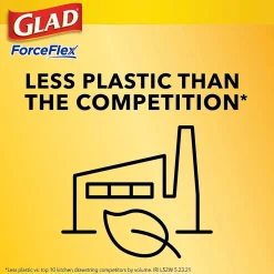 Glad ForceFlex Tall Kitchen Drawstring Trash Bags, 13 Gallon, Fresh Clean scent with Febreze Freshness, 80/Box(78534)
