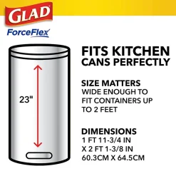 Glad ForceFlex Tall Kitchen Drawstring Trash Bags, 13 Gallon, Fresh Clean scent with Febreze Freshness, 80/Box(78534)