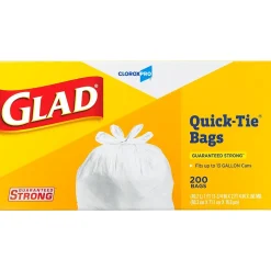 Glad Quick-Tie Tall Kitchen Trash Bags, 13 Gallon, 200/Box (15931)