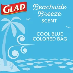 Glad Small Kitchen Drawstring Trash Bags, 4 Gallon, Blue, Febreze Beachside Breeze, 80/Box (79155)