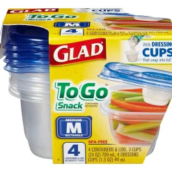 Glad® To Go Lunch Containers, 32 Oz., 4/Pack (78404)
