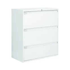 Global 9300 Plus Series 3-Drawer Lateral File Cabinet, Locking, Letter/Legal, Designer White, 36" (TD9336P3F1HDWT)